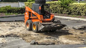 Excavating a parking lot for new construction in Huntington New York