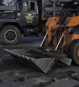 Extending an asphalt parking lot in Bayport New York excavation stage