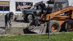 Hot Asphalt Parking Lot Repair in Islandia New York, Excavation Stage.