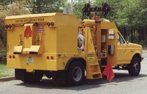 Utility Site Work Trench Repair, Hot Asphalt Repair Vehicle in Kings Park New York.
